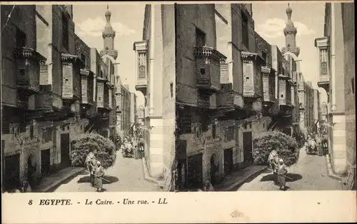 Stereo Ak Cairo Kairo Ägypten, Une Rue