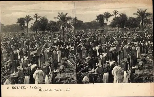 Stereo Ak Cairo Kairo Ägypten, Marché de Bulak