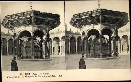 Stereo Ak Cairo Kairo Ägypten, Fontaine de la Mosquee de Mahommed Ali