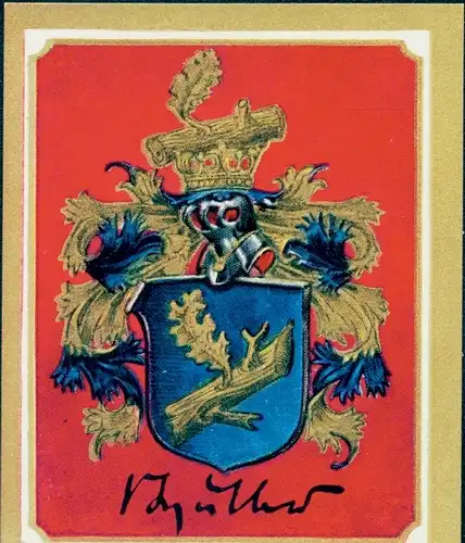 Sammelbild Ruhmreiche deutsche Wappen Nr. 152 Karl v. Müller, Kommandant des Kreuzers Emden