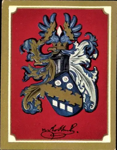 Sammelbild Ruhmreiche deutsche Wappen Nr. 28, Karl v. Rotteck, Historiker und Schriftsteller