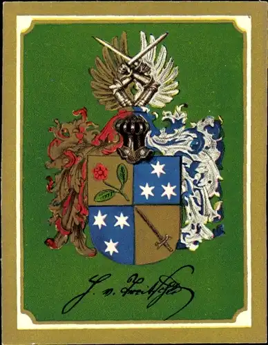 Sammelbild Ruhmreiche deutsche Wappen Nr. 195, Heinrich v. Treitschke, nationaler Historiker