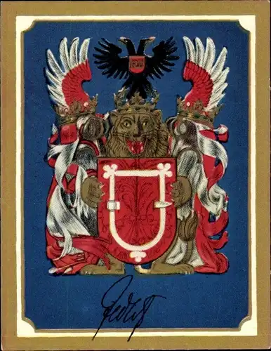 Sammelbild Ruhmreiche deutsche Wappen Nr. 5, Karl Abraham Freiherr v. Zedlitz, preuß. Justizminister