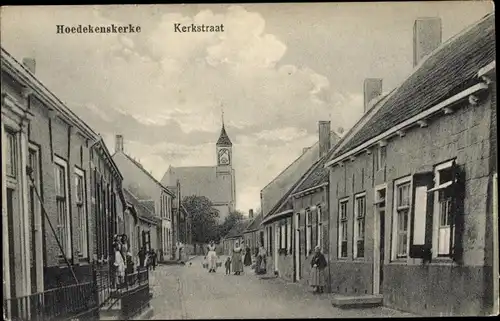 Ak Hoedekenskerke Zeeland, Kerkstraat, Anwohner