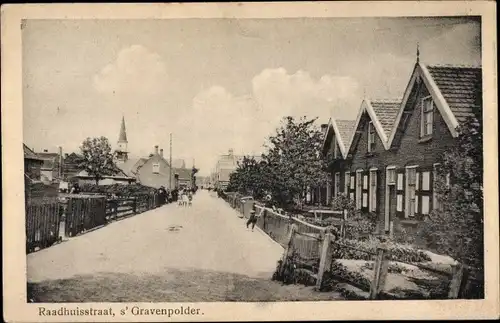 Ak 's Gravenpolder Zuid Beveland Zeeland, Raadhuisstraat
