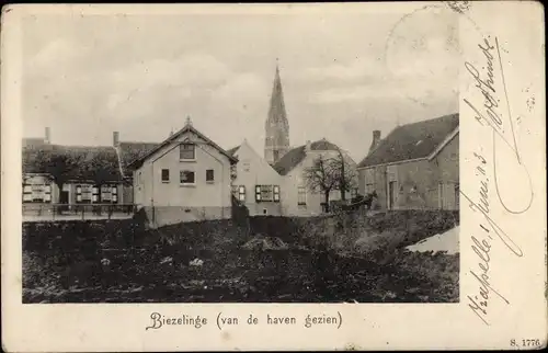 Ak Biezelinge Zeeland Niederlande, Van de haven gezien