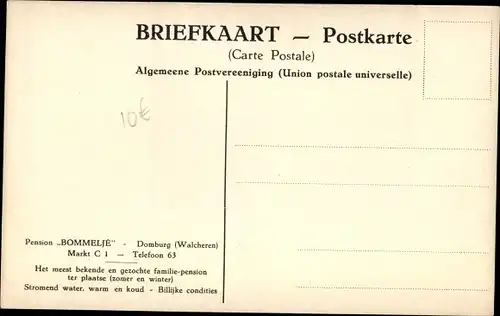 Ak Domburg Veere Zeeland Niederlande, Pension Bommelje