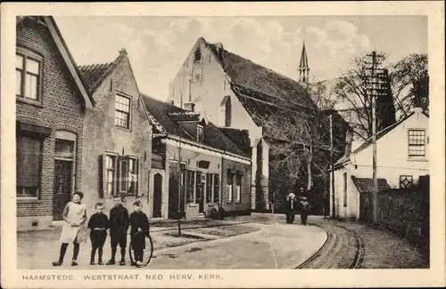 Ak Haamstede Zeeland Niederlande, Weststraat, Ned. Herv. Kerk