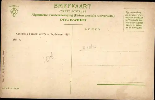 Ak Goes Zeeland Niederlande, Koninklijk bezoek, September 1907, Freitreppen, Frauen mit Blumen