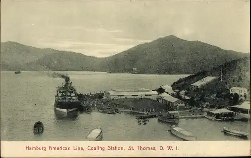 Ak Saint Thomas DWI Amerikanische Jungferninseln, HAPAG, Coaling Station