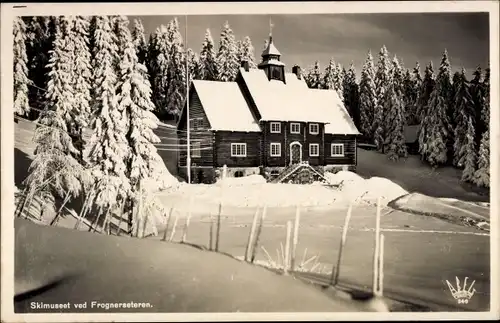 Ak Frognerseteren Frognersaeteren Oslo Norwegen, Skimuseet, Winteransicht