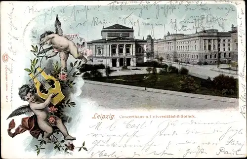 Ak Leipzig in Sachsen, Konzerthaus und Universitätsbibliothek