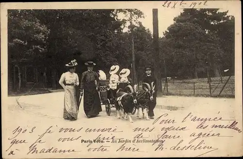Ak Paris XVI, Jardin d'Acclimatation, Ziegenkutsche