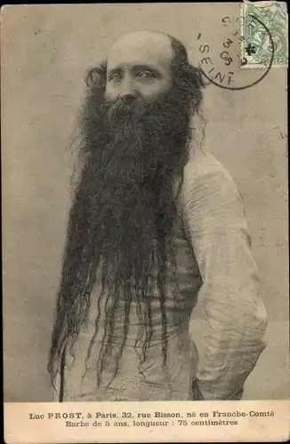 Ak Luc Prost, Barde de 5 ans, longueur 75 centimetres, bärtiger Mann