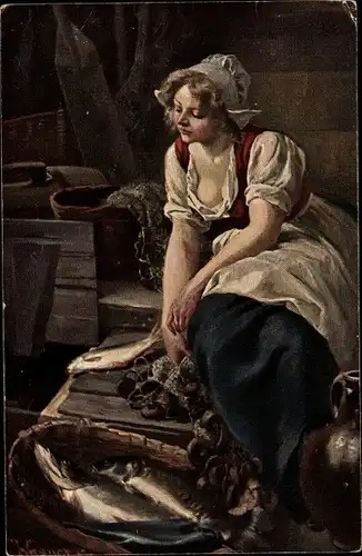 Künstler Ak Wagner, Ferdinand, Fischers Töchterlein