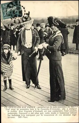 Ak Les Modes Nouvelles, la Jupe Pantalon, Reunion d'Auteuil