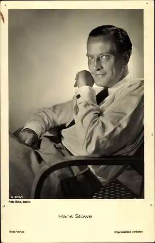 Ak Schauspieler Hans Stüwe, Portrait, Ross Verlag A 3314/1