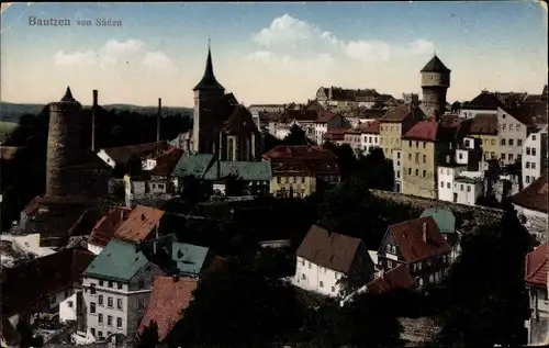 Ak Bautzen in der Lausitz, Panorama von Süden aus