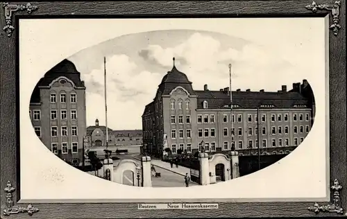 Präge Passepartout Ak Bautzen, Neue Husarenkaserne, Eingang