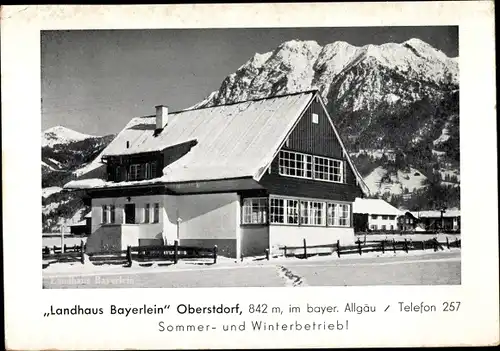 Ak Oberstdorf im Oberallgäu, Landhaus Bayerlein, Winter, Schnee