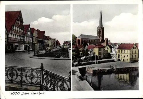 Ak Buxtehude in Niedersachsen, 1000 Jahre, Kirche, Straßenpartie