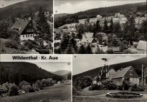 Ak Wildenthal Eibenstock im Erzgebirge, Gemeindeamt, Hotel Am Auersberg, Pyramide, Teilansichten