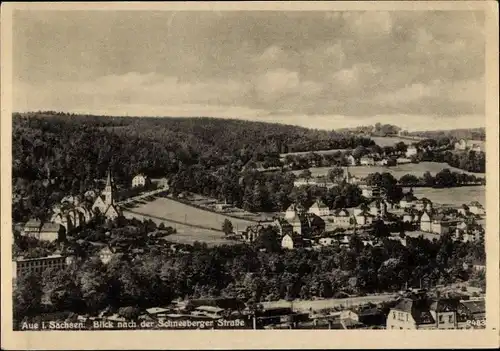 Ak Aue im Erzgebirge Sachsen, Blick nach der Schneeberger Straße, Ortsansicht