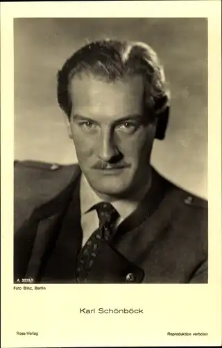 Ak Schauspieler Karl Schönböck, Portrait, Ross Verlag Nr. A 3078/1