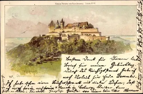 Künstler Litho Coburg in Oberfranken, Gesamtansicht der Veste Coburg