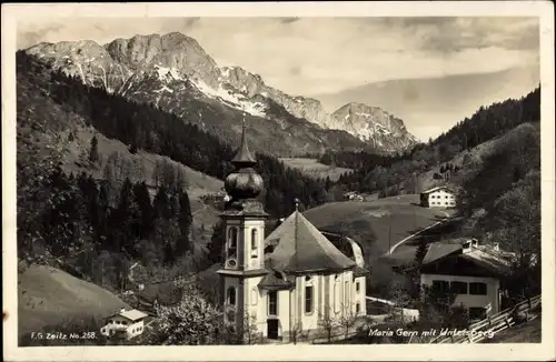 Ak Maria Gern Berchtesgaden in Oberbayern, Kirche, Untersberg