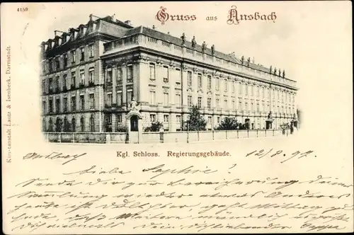 Ak Ansbach in Mittelfranken Bayern, Kgl. Schloss, Regierungsgebäude