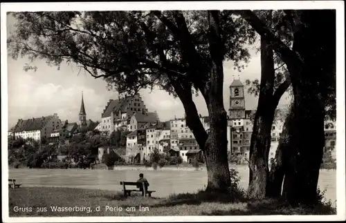 Ak Wasserburg, Totalansicht der Stadt, die Perle am Inn