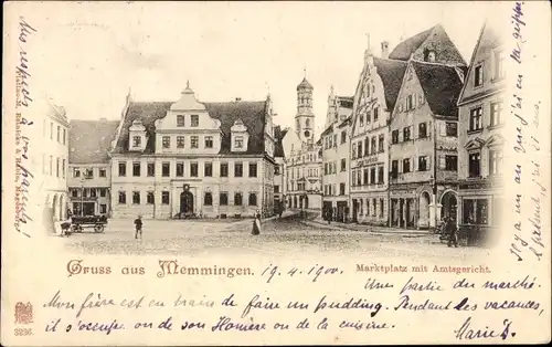Ak Memmingen an der Iller Schwaben, Marktplatz, Amtsgericht