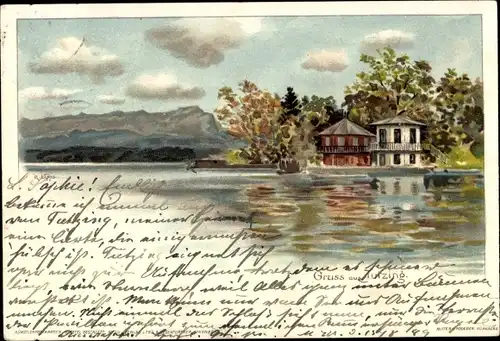 Künstler Litho Lipps, R., Tutzing Starnberger See Oberbayern, Ufermotiv