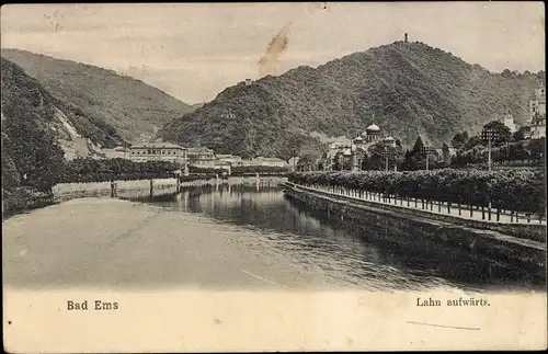 Ak Bad Ems an der Lahn, Teilansicht, Lahn aufwärts