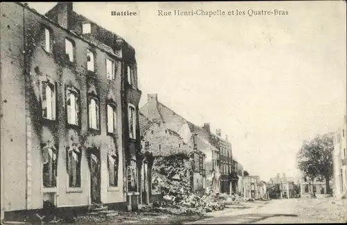 Ak Battice Wallonien Lüttich, Rue Henri Chapelle et les Quatre Bras
