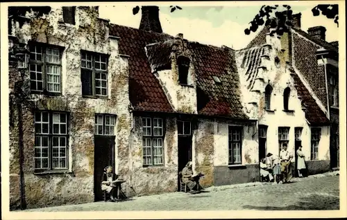 Ak Zee Brugge Westflandern Belgien, Kantwerksters aan 't werk