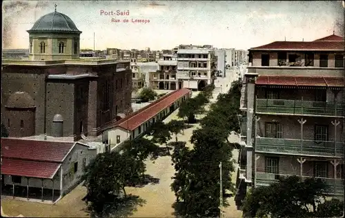 Ak Port Said Ägypten, Rue de Lesseps