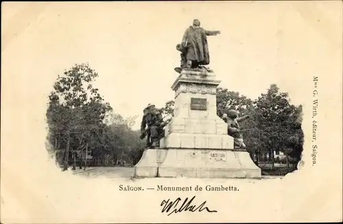 Ak Saigon Cochinchine Vietnam, Monument de Gambetta