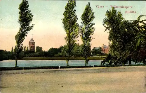 Ak Breda Nordbrabant Niederlande, Wilhelminapark, Vijver