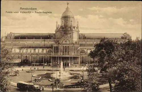 Ak Amsterdam Nordholland Niederlande, Palais voor Volksvlijt, Frederiksplein