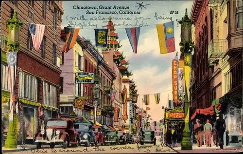 Ak San Francisco Kalifornien USA, Chinatown, Grant Avenue