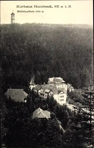 Ak Bühlertal im Schwarzwald, Kurhaus Hundseck, Mehliskopfturm