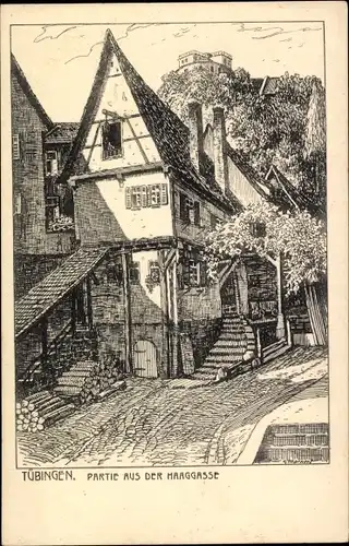 Künstler Ak Markert, Tübingen am Neckar Baden Württemberg, Partie aus der Haaggasse