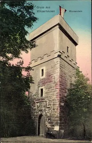 Ak Winzerhausen Großbottwar in Württemberg, Wunnenstein, Turm mit Fahne
