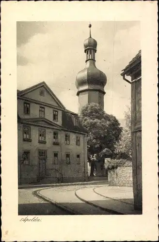 Ak Apolda in Thüringen, Straßenpartie, Turm