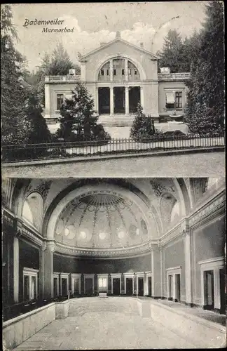 Ak Badenweiler im Schwarzwald, Marmorbad, Innen- und Außenansicht