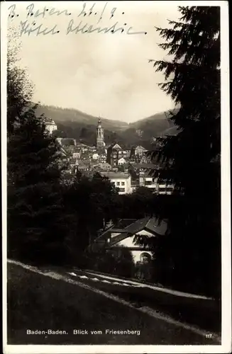 Ak Baden Baden am Schwarzwald, Stadtansicht vom Friedensberg