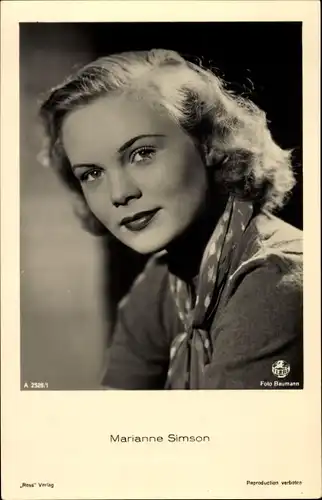 Ak Schauspielerin Marianne Simson, Portrait
