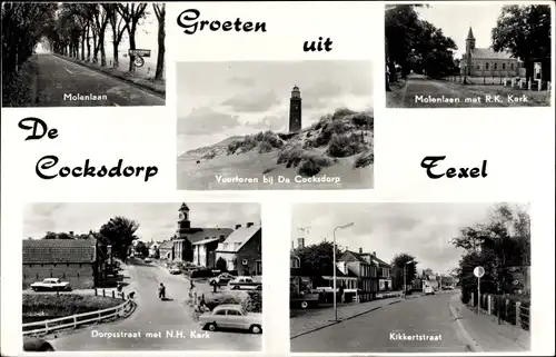 Ak De Cocksdorp Texel Nordholland Niederlande, R. K. Kerk, Molenlaan, Vuurtoren